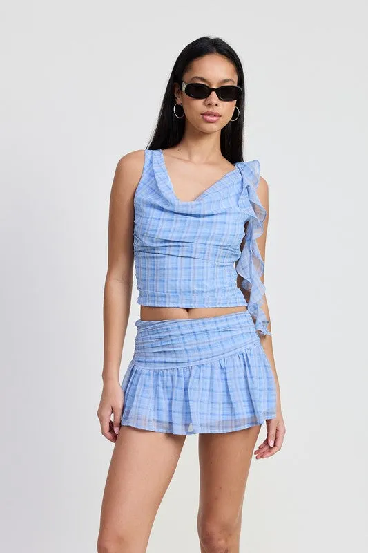 RUFFLE COWL NECK TOP sold by Charming Charlie