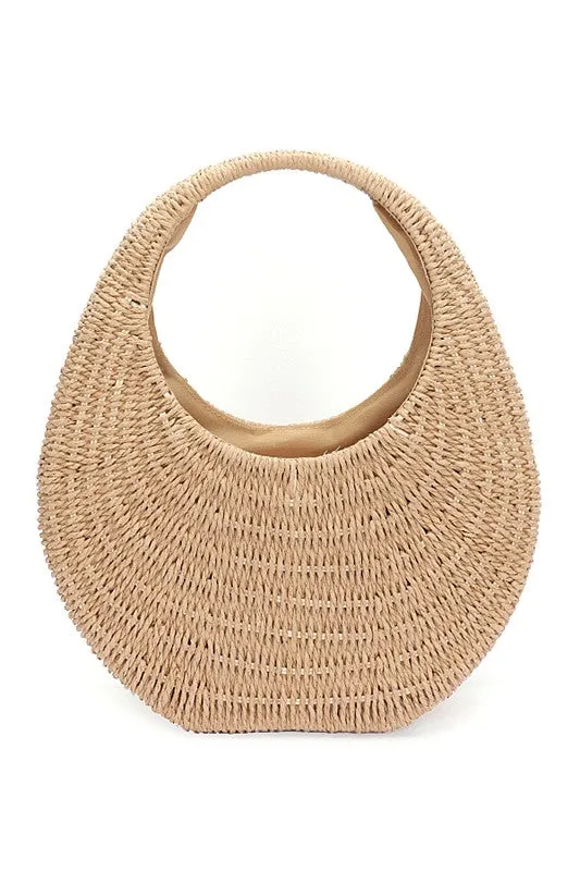 Faux Straw Wicker Moon Bag made by Charming Charlie