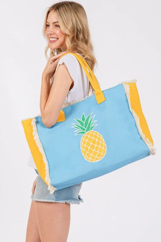 Pineapple Fringe Oversize Fashion Tote sold by Charming Charlie