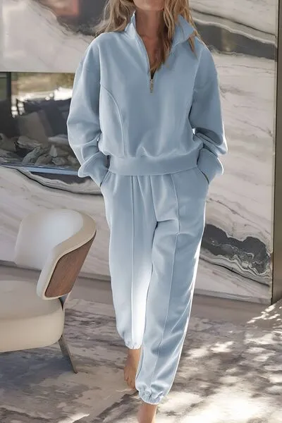 Half Zip Long Sleeve Top and Joggers Set sold by Charming Charlie