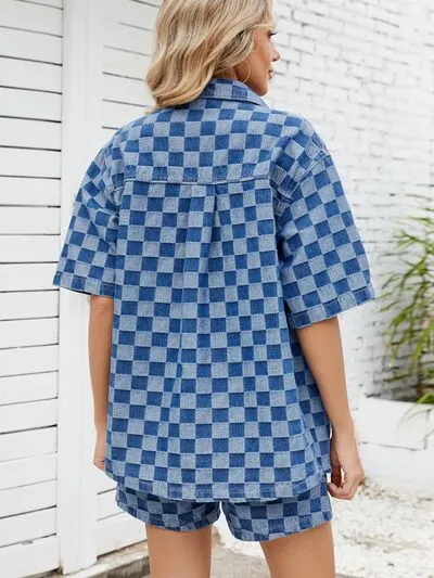 Checkered Shirt and Shorts Denim Set sold by Charming Charlie product image thumbnail 4
