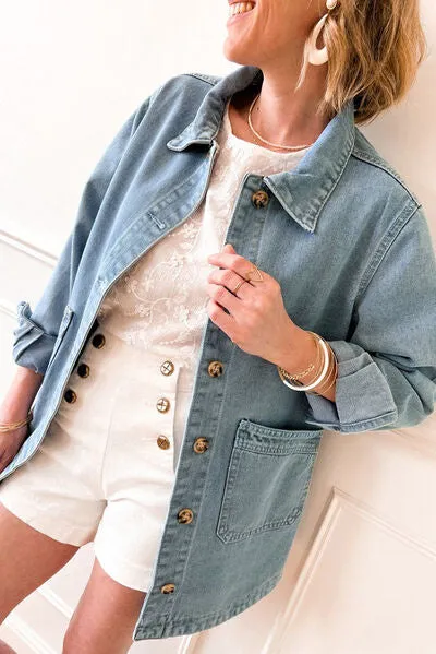 Side Button Slit Denim Jacket with Pockets sold by Charming Charlie product image thumbnail 4