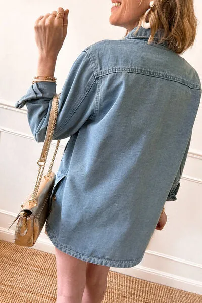 Side Button Slit Denim Jacket with Pockets sold by Charming Charlie product image thumbnail 2