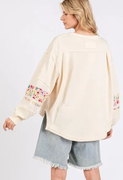 SAGE + FIG Daisy Patch Applique Long Sleeve Sweatshirt sold by Charming Charlie product image thumbnail 3
