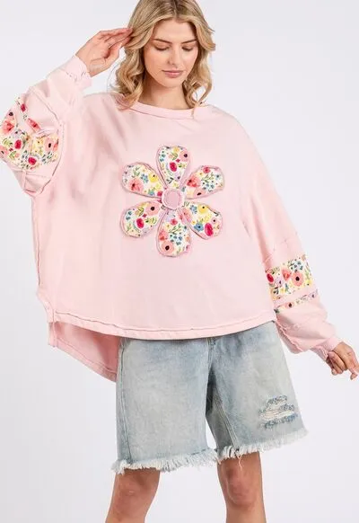 SAGE + FIG Daisy Patch Applique Long Sleeve Sweatshirt sold by Charming Charlie product image thumbnail 2