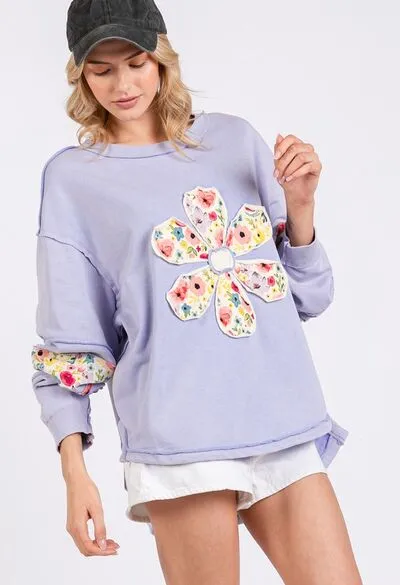 SAGE + FIG Daisy Patch Applique Long Sleeve Sweatshirt sold by Charming Charlie product image thumbnail 2