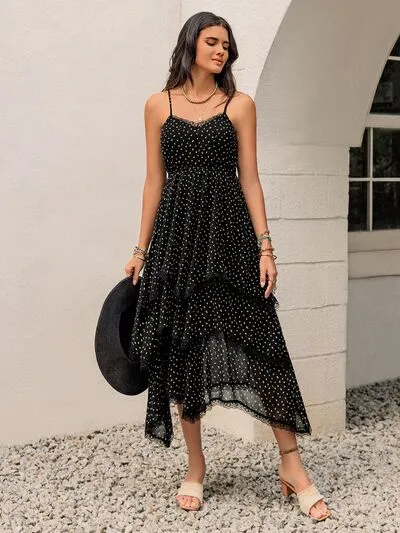 Lace Detail Layered Printed Midi Cami Dress sold by Charming Charlie product image thumbnail 5