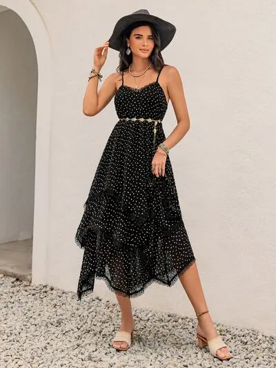 Lace Detail Layered Printed Midi Cami Dress sold by Charming Charlie product image thumbnail 4