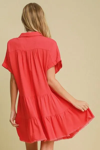 Umgee Full Size Raw Hem Folded Sleeve Tiered Dress Plus Size sold by Charming Charlie product image thumbnail 2