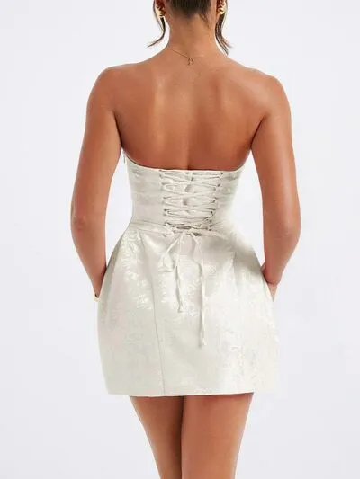 Lace-Up Sleeveless Satin Mini Dress with Bow sold by Charming Charlie product image thumbnail 5