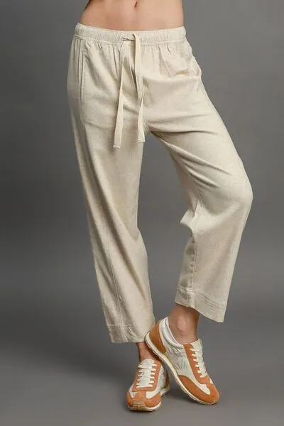 Umgee Full Size Drawstring Elastic Waistband Linen Blend Pants Plus Size sold by Charming Charlie product image thumbnail 2
