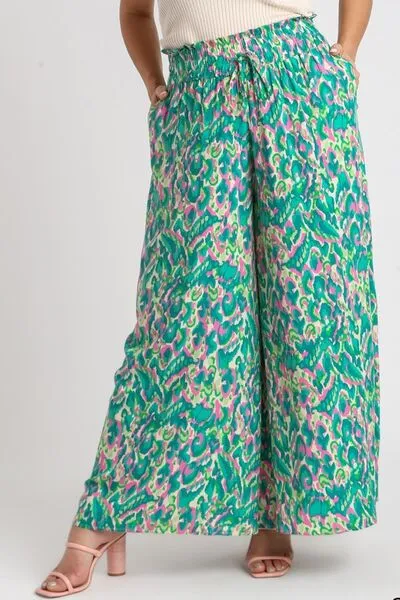 Umgee Full Size Mixed Print High Waist Wide Leg Pants Plus Size sold by Charming Charlie product image thumbnail 5