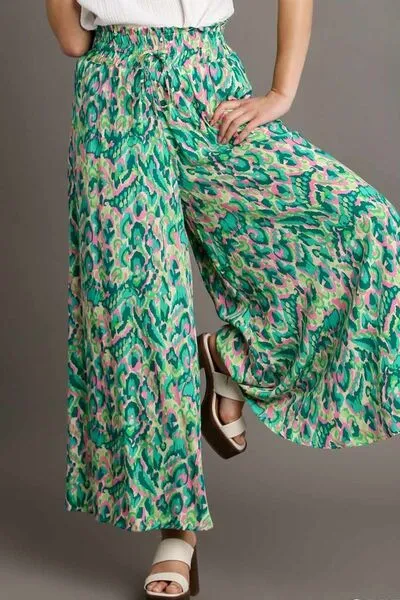 Umgee Full Size Mixed Print High Waist Wide Leg Pants Plus Size sold by Charming Charlie product image thumbnail 2