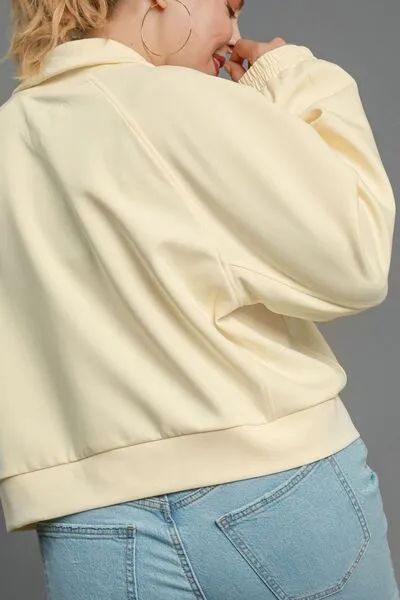 Umgee Full Size Half Zip Cropped Sweatshirt Plus Size sold by Charming Charlie product image thumbnail 4