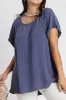 Umgee Full Size Seam Detail Linen Ruffle Fringe Edge Top Plus Size sold by Charming Charlie