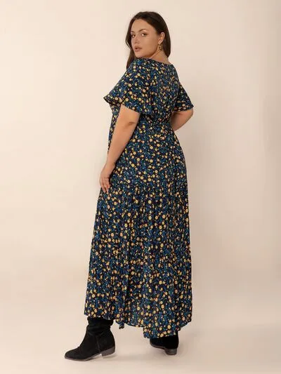 Plus Size Printed Short Sleeve Slit Tiered Maxi Dress sold by Charming Charlie product image thumbnail 5