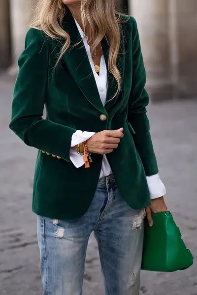 One Button Lapel Collar Long Sleeve Blazer sold by Charming Charlie product image thumbnail 4