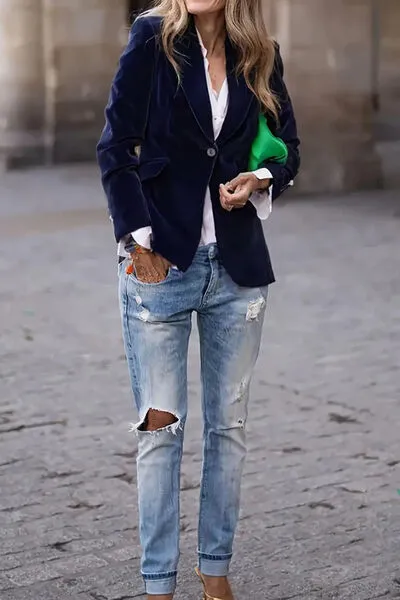 One Button Lapel Collar Long Sleeve Blazer sold by Charming Charlie product image thumbnail 2