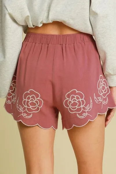 Umgee Full Size Linen Blend Shorts with Floral Embroidered Details Plus Size sold by Charming Charlie product image thumbnail 2