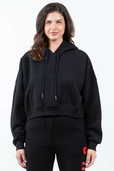 American Bazi Letter Graphic Long Sleeve Drawstring Cropped Hoodie sold by Charming Charlie product image thumbnail 2