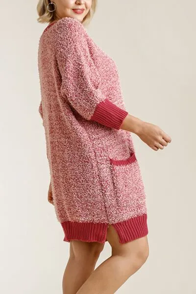 Umgee Full Size Ribbed Hem Round Neck 3/4 Sleeve Sweater Dress with Pockets Plus Size sold by Charming Charlie product image thumbnail 4