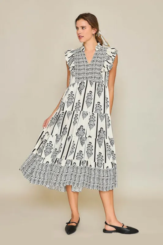 Umgee Full Size Boarder Print Midi Dress Plus Size made by Charming Charlie