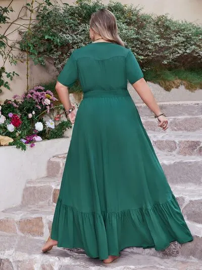 Plus Size Button Detail V-Neck Short Sleeve Maxi Dress sold by Charming Charlie product image thumbnail 5