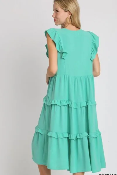 Umgee Full Size Ruffle Tiered Cap Sleeve Midi Dress Plus Size sold by Charming Charlie product image thumbnail 3