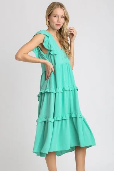Umgee Full Size Ruffle Tiered Cap Sleeve Midi Dress Plus Size sold by Charming Charlie product image thumbnail 2