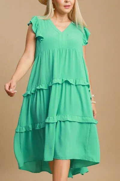 Umgee Full Size Ruffle Tiered Cap Sleeve Midi Dress Plus Size sold by Charming Charlie product image thumbnail 5