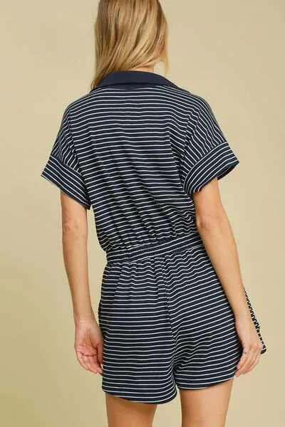 Umgee Full Size Half Zip Striped Romper Plus Size sold by Charming Charlie product image thumbnail 2