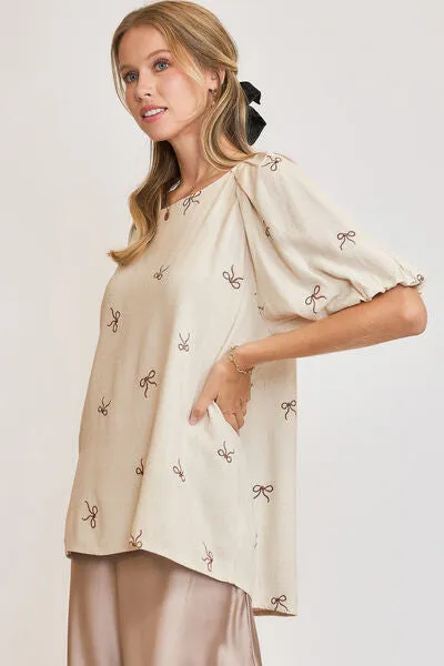 Umgee Full Size Linen Blend Ribbon Embroidered Top Plus Size sold by Charming Charlie product image thumbnail 2