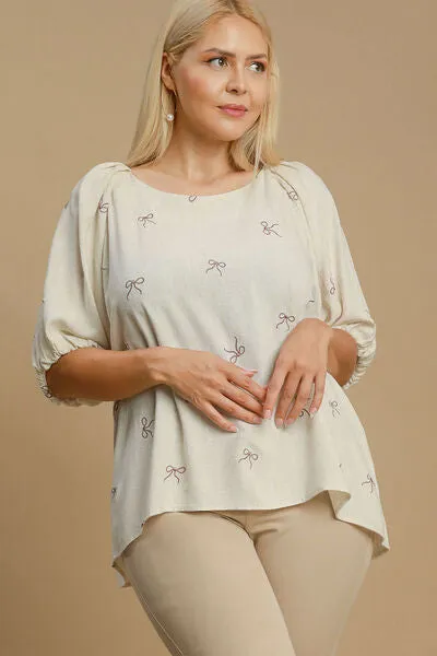 Umgee Full Size Linen Blend Ribbon Embroidered Top Plus Size sold by Charming Charlie product image thumbnail 4