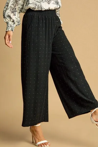 Umgee Full Size High Waisted Embellished Linen Pants Plus Size sold by Charming Charlie product image thumbnail 2