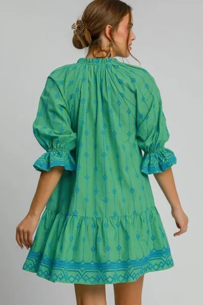Umgee Full Size Tassel Embroidered Flounce Sleeve Mini Dress Plus Size sold by Charming Charlie product image thumbnail 3