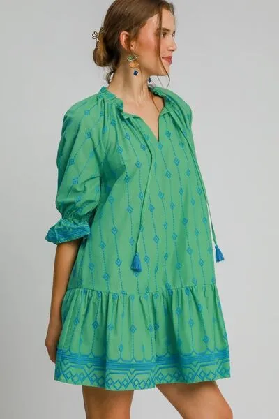 Umgee Full Size Tassel Embroidered Flounce Sleeve Mini Dress Plus Size sold by Charming Charlie product image thumbnail 2