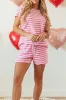 Striped Round Neck T-Shirt and Drawstring Shorts Set sold by Charming Charlie