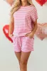Striped Round Neck T-Shirt and Drawstring Shorts Set sold by Charming Charlie