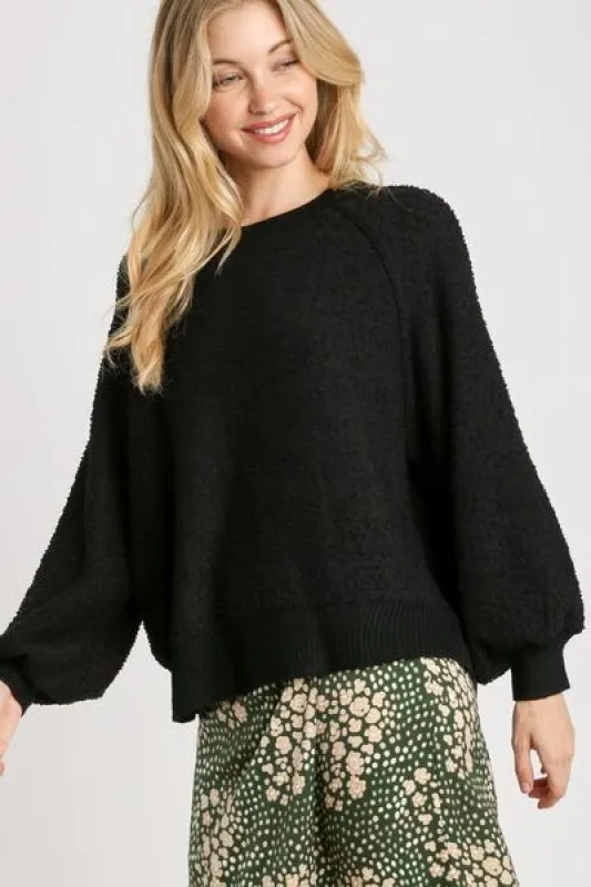 Umgee Full Size Round Neck Long Sleeve Sweater Plus Size sold by Charming Charlie