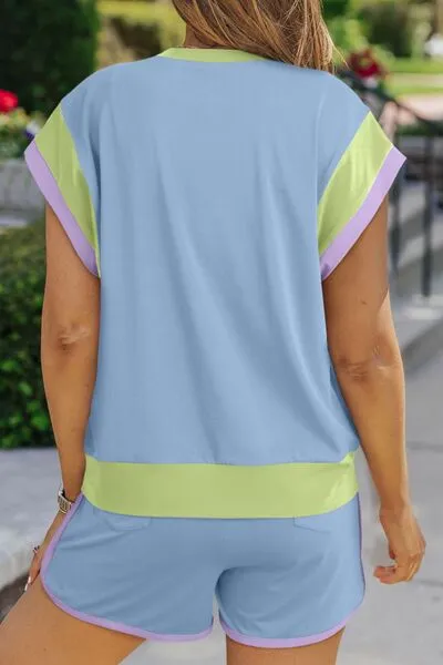 Contrast Trim Round Neck Top and Shorts Set sold by Charming Charlie product image thumbnail 5