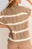 Striped Cable Knit Short Sleeve Sweater sold by Charming Charlie