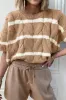 Striped Cable Knit Short Sleeve Sweater sold by Charming Charlie