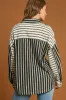 Umgee Full Size Pointelle Stripped Half Button Collared Neck Top Plus Size sold by Charming Charlie