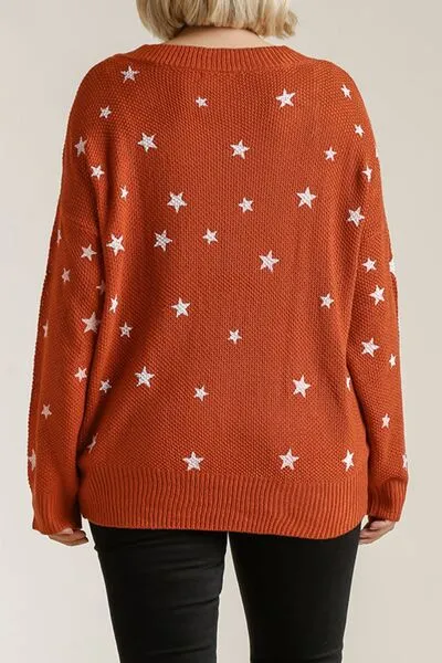 Umgee Full Size Star V-Neck Long Sleeve Sweater Plus Size sold by Charming Charlie product image thumbnail 5