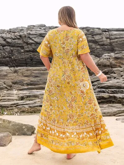 Plus Size Floral Tie Neck Flutter Sleeve Maxi Dress sold by Charming Charlie product image thumbnail 5
