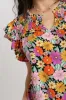 Umgee Full Size Floral Printed Smocked Top Plus Size sold by Charming Charlie