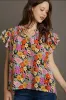 Umgee Full Size Floral Printed Smocked Top Plus Size sold by Charming Charlie