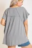 Umgee Full Size Seam Detail Linen Ruffle Fringe Edge Top Plus Size sold by Charming Charlie