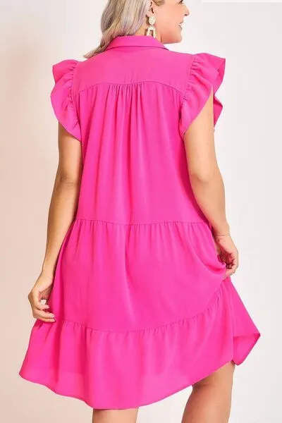 Umgee Full Size Johnny Collar Ruffle Cap Sleeve Tiered Dress Plus Size sold by Charming Charlie product image thumbnail 5
