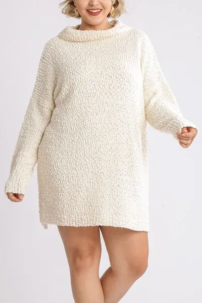 Umgee Full Size High Low Long Sleeve Boucle Sweater Dress Plus Size sold by Charming Charlie product image thumbnail 4